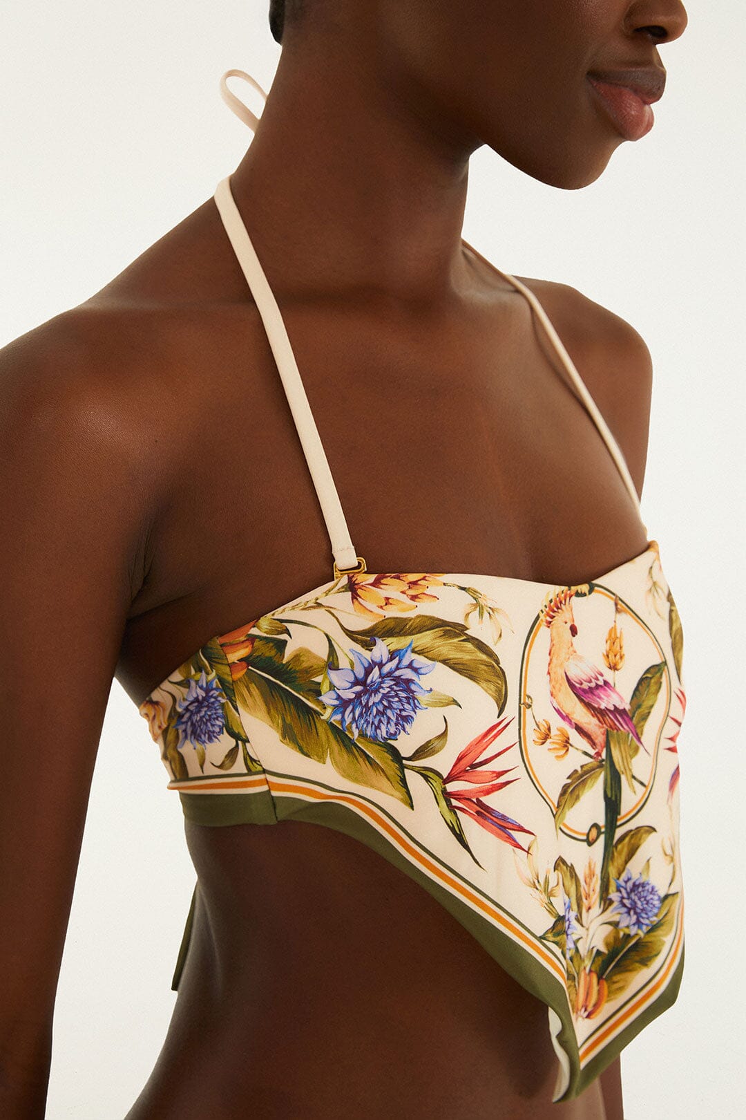 Light Blush Strelitzia Cropped Bikini Top