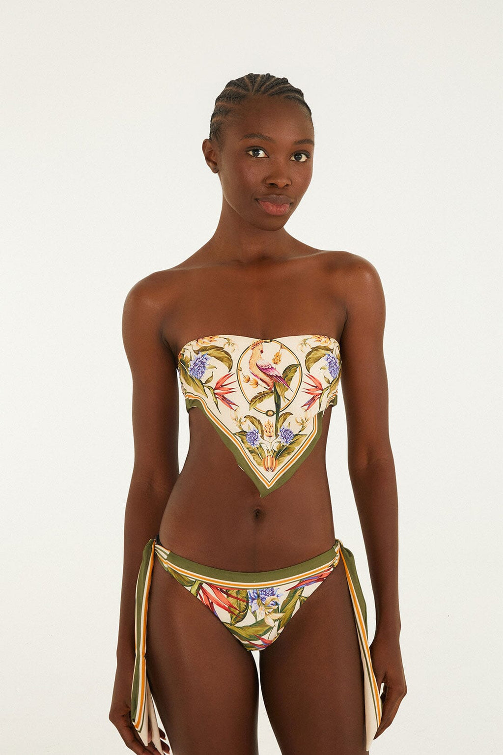 Light Blush Strelitzia Cropped Bikini Top