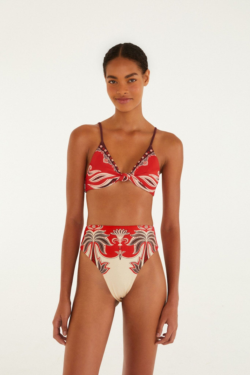 Red Ainika Garden Bandeau Bikini Top