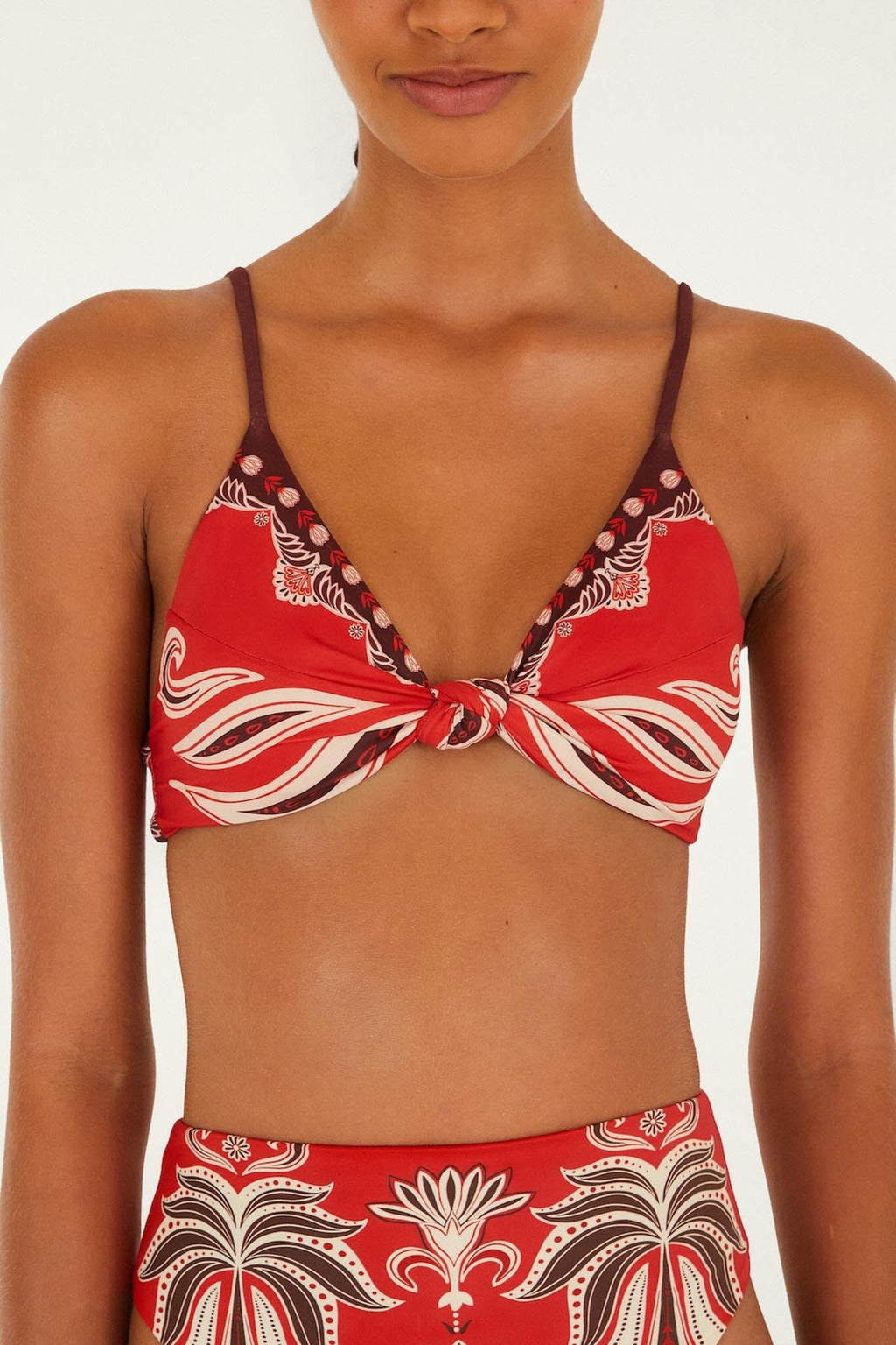 Red Ainika Garden Bandeau Bikini Top