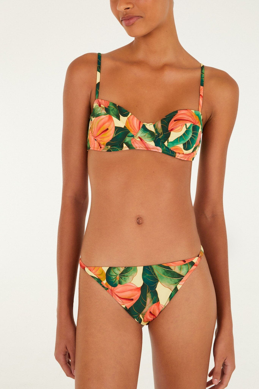 Golden Yellow Anthurium Basic Bikini Bottom