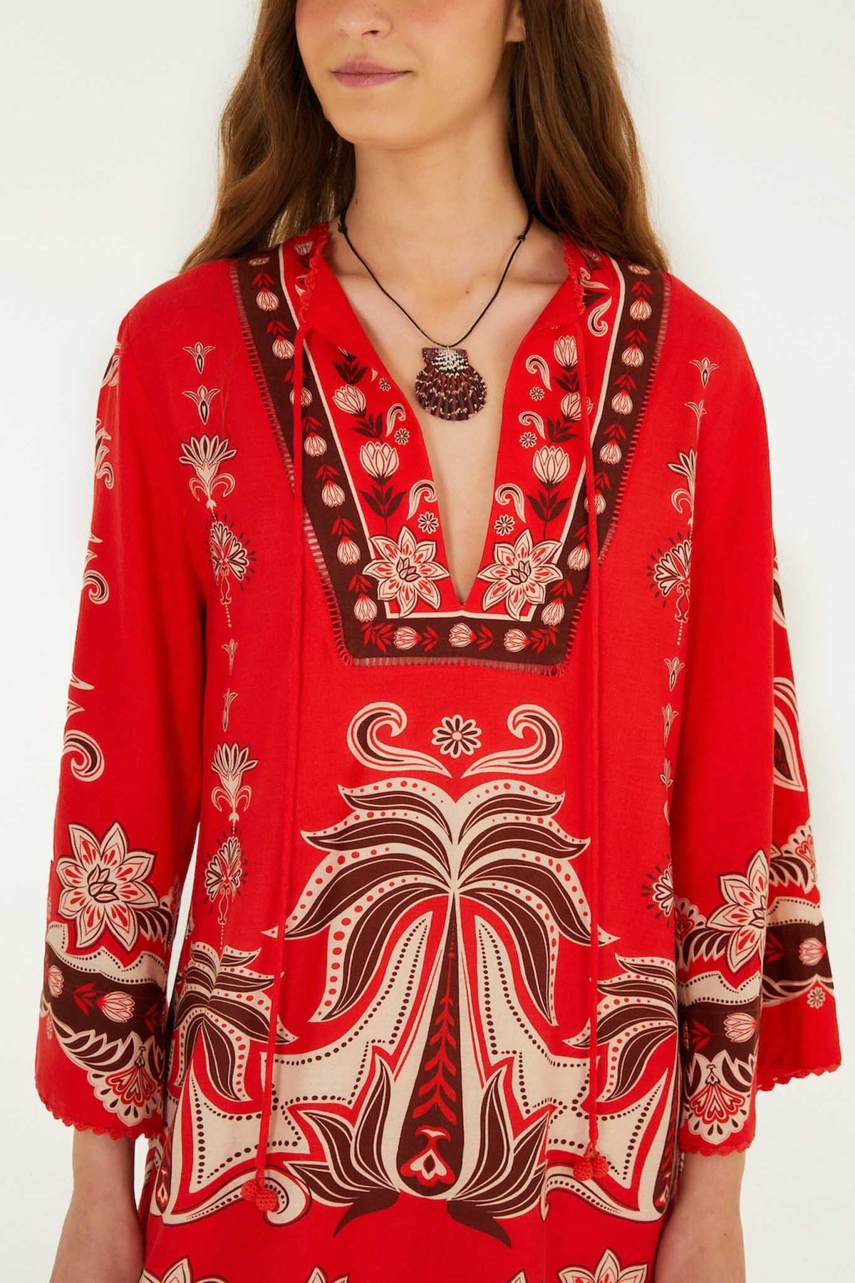 Red Ainika Garden Front Ties Mini Dress