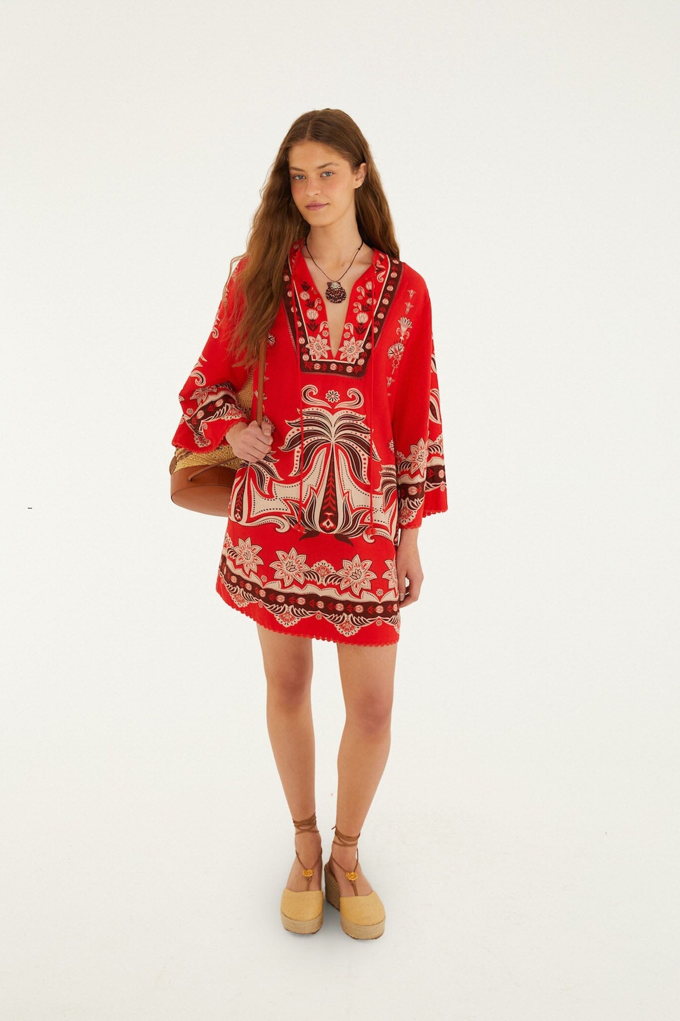 Red Ainika Garden Front Ties Mini Dress