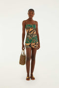 Mixed Patchwork Cut-Out Slim Mini Dress