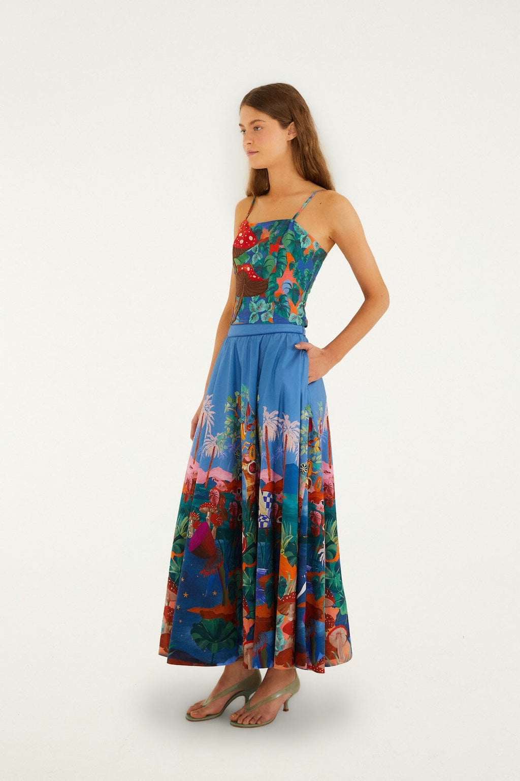 Multicolor Dream Landscape  Midi Skirt