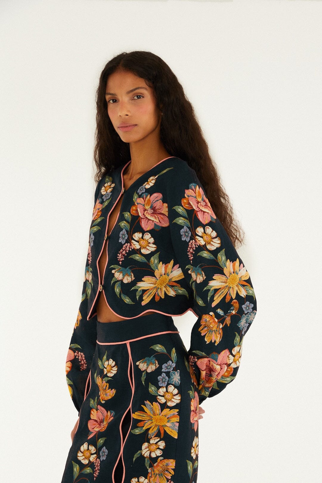 Dark Blue Maira Floral Top