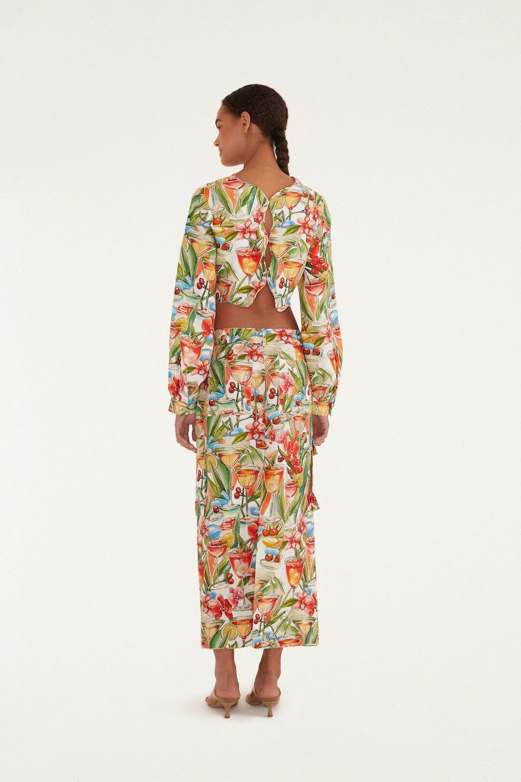 Off-White Sand Cocktail Midi Skirt