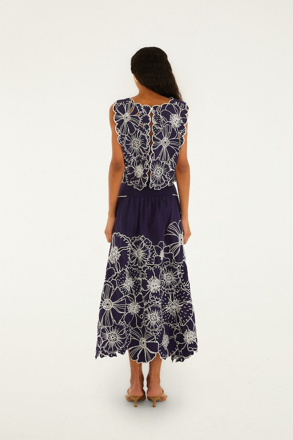Blue Flowers Richelieu  Maxi Skirt