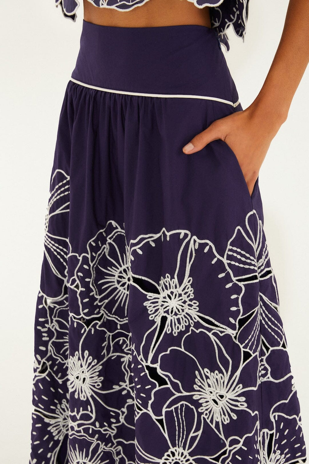 Blue Flowers Richelieu  Maxi Skirt