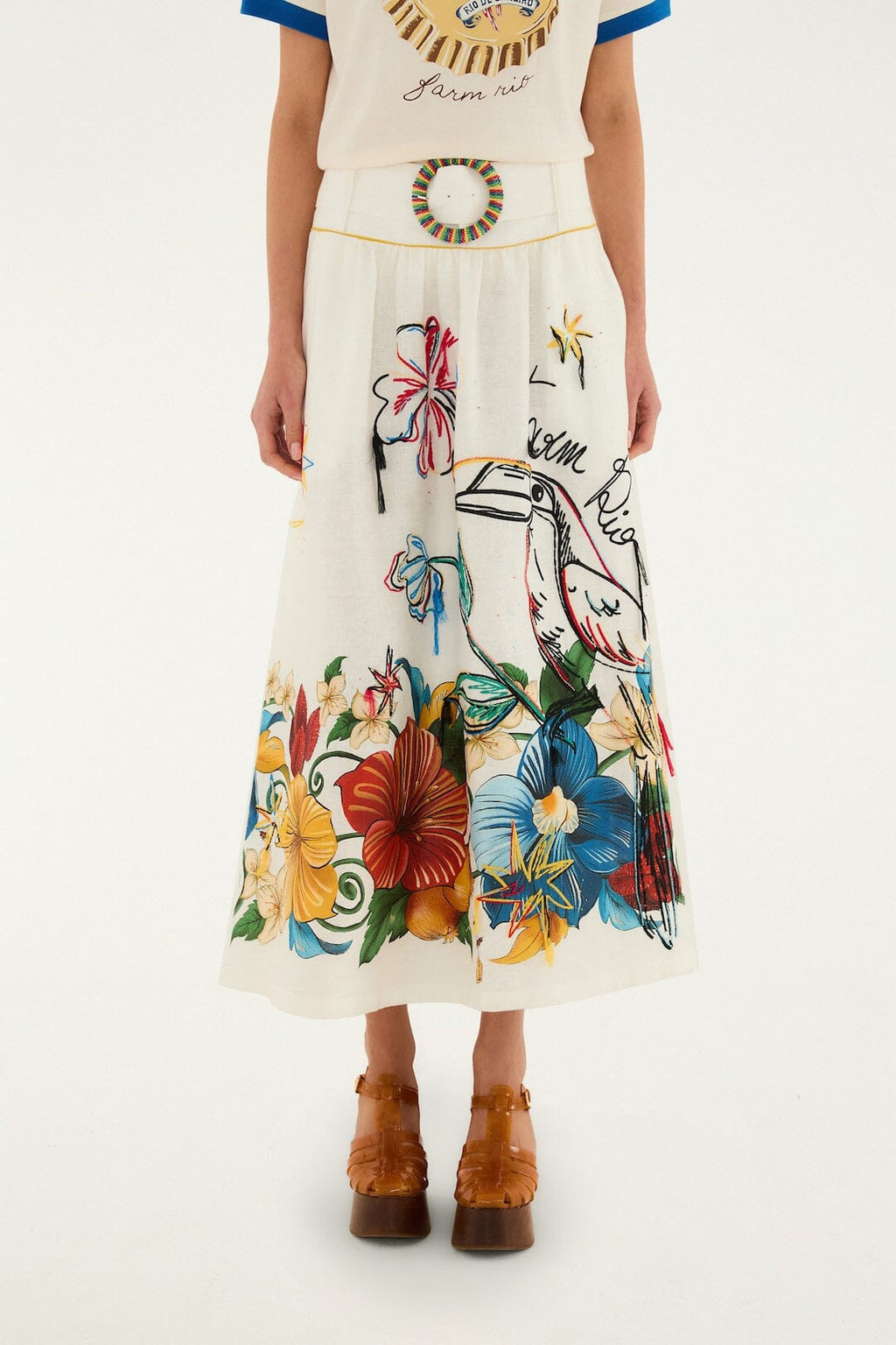Off-White Tropi Embroidered Maxi Skirt