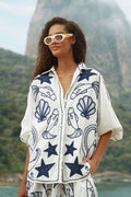 Off-White Fresh Fish Embroidered Puff Sleeve Shirt