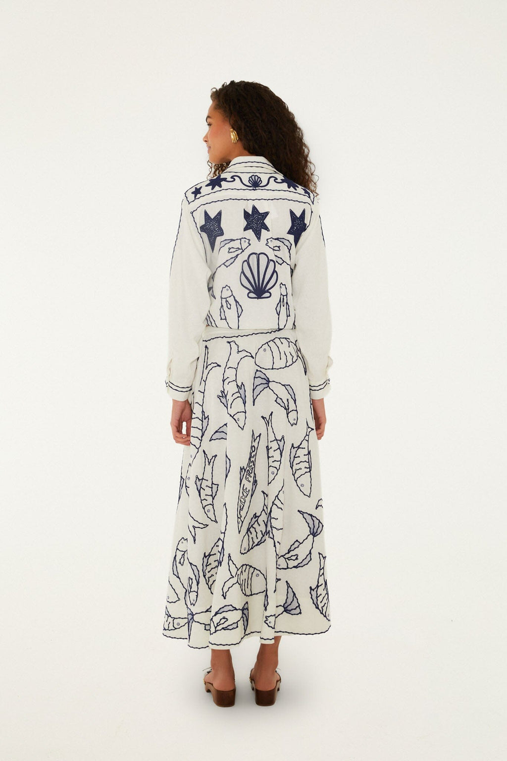 Off-White Fresh Fish Embroidered Midi Skirt