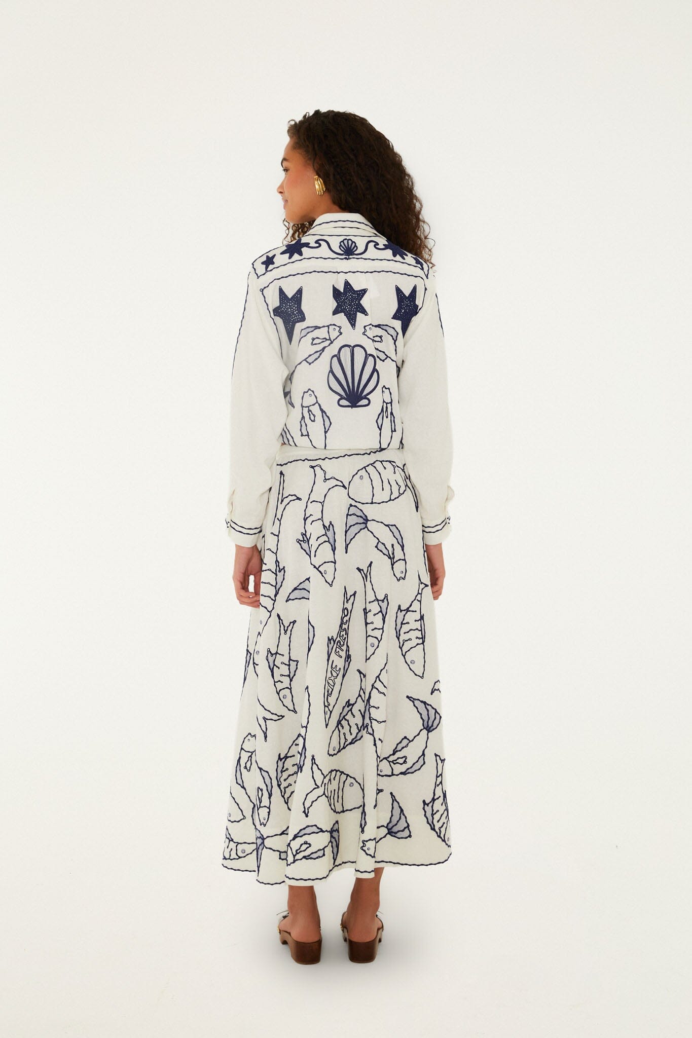 Off-White Fresh Fish Embroidered Midi Skirt