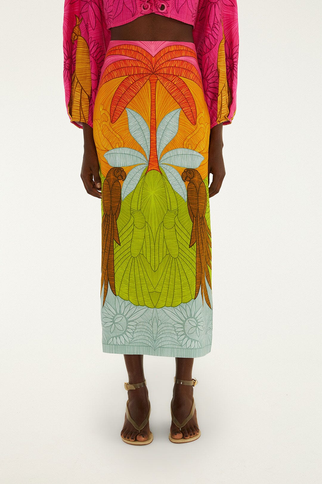 Multicolor Usiacuri Midi Skirt