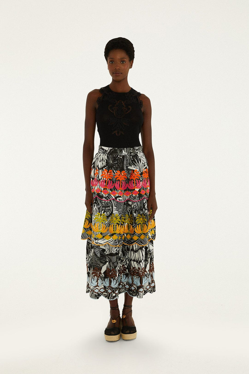 Black Ruta Layered Maxi Skirt
