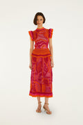 Pink And Orange Seashell Crochet Midi Skirt