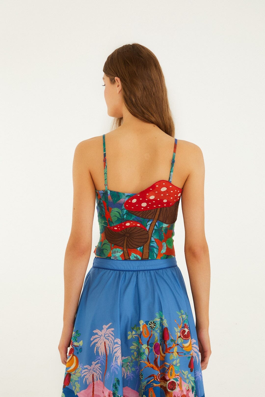 Mushroom Dream Landscape Embroidered Sleeveless Top