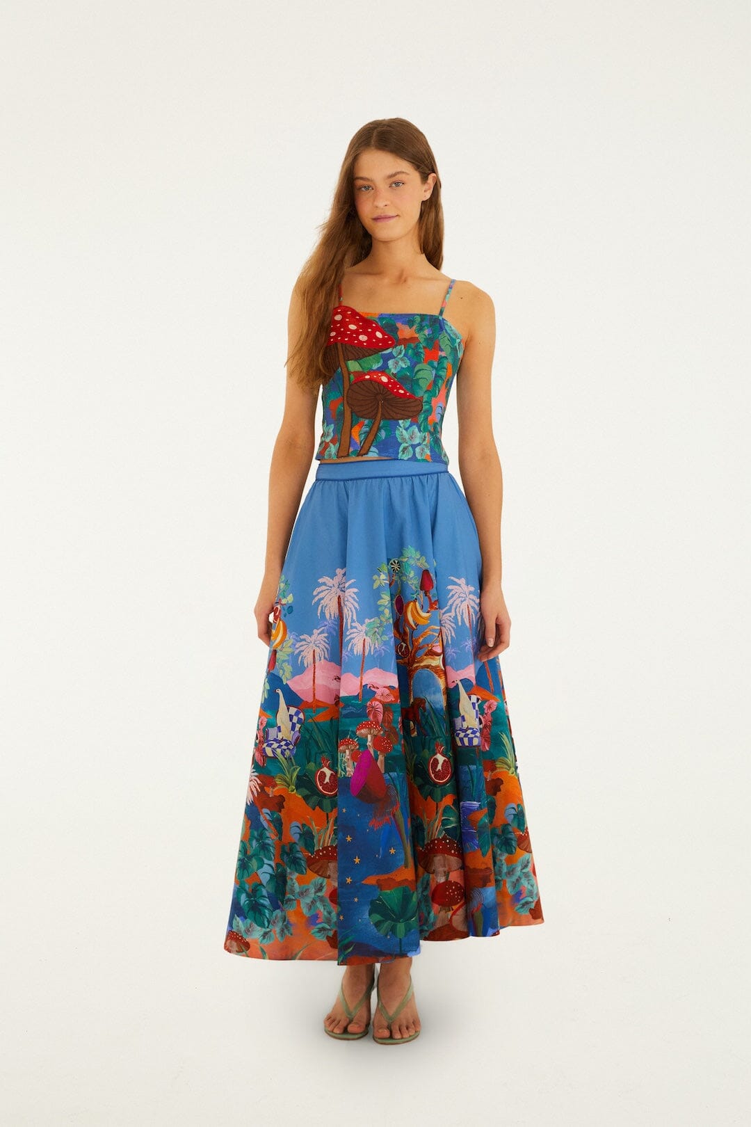 Mushroom Dream Landscape Embroidered Sleeveless Top