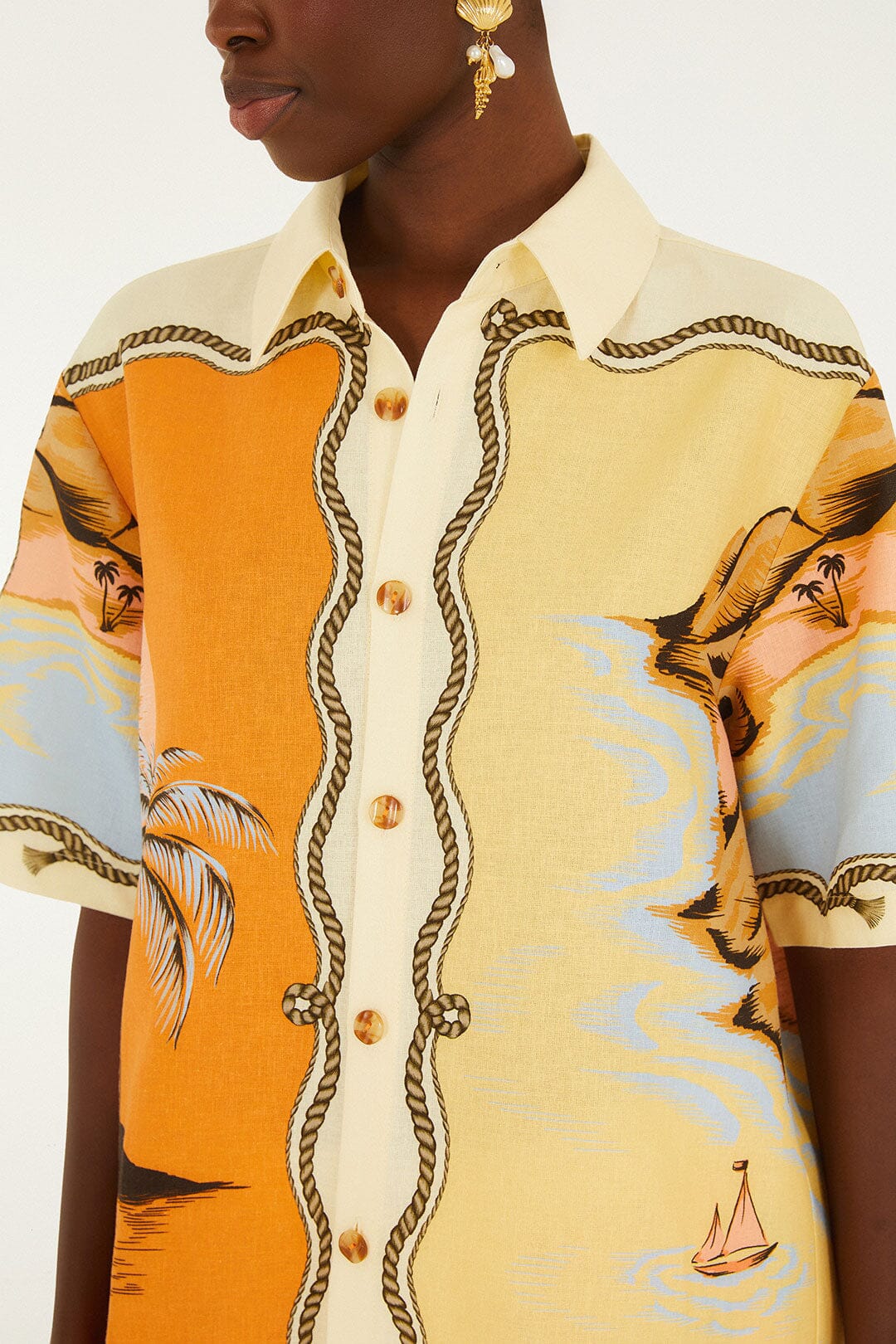Multicolor Rio Souvenir Mixed Scarf Shirt