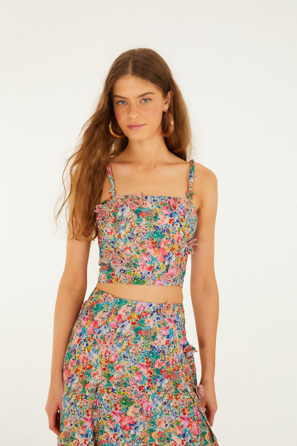 Off-White Peasant Floral Butterflies Top