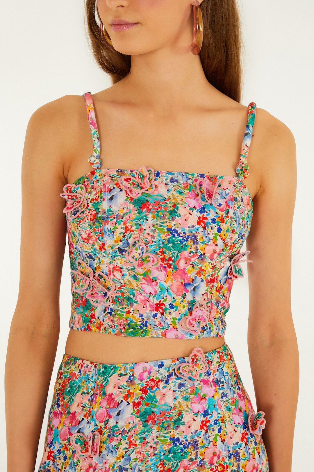 Off-White Peasant Floral Butterflies Top