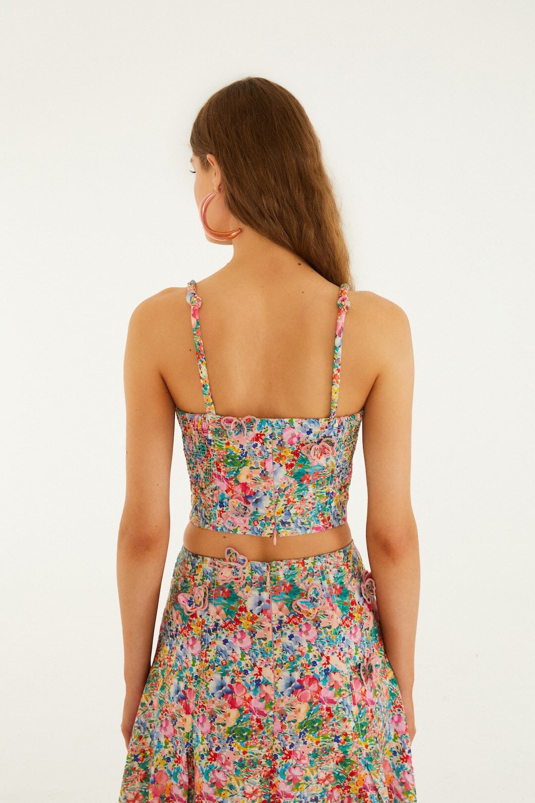 Off-White Peasant Floral Butterflies Top