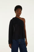 Black Rose One Shoulder Blouse
