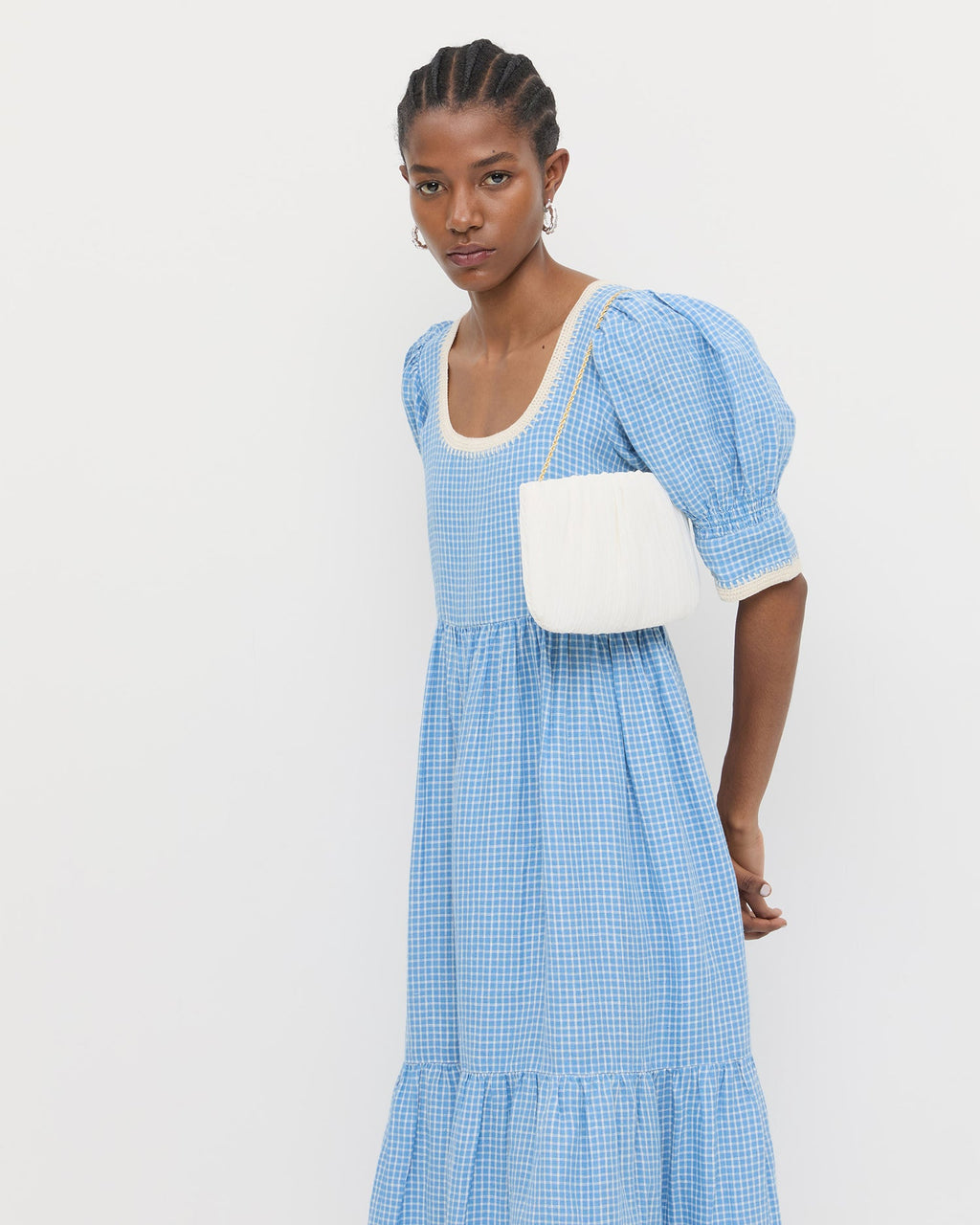 Brit White Flat Pleated Clutch