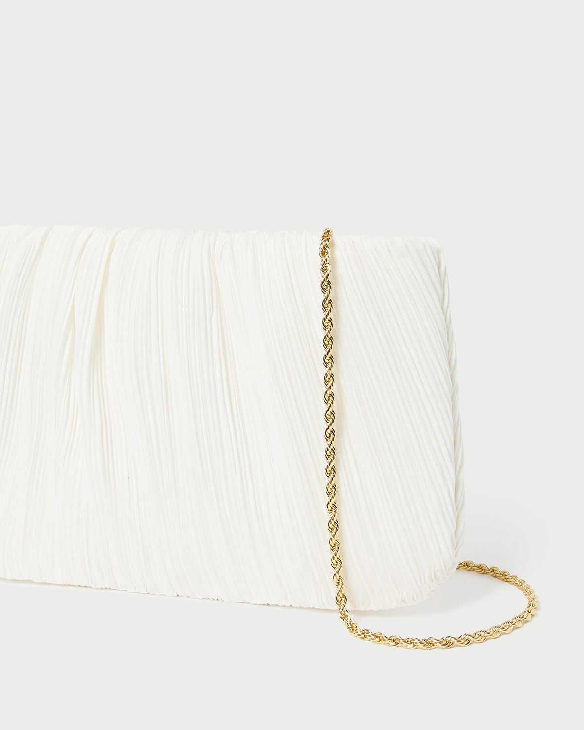 Brit White Flat Pleated Clutch