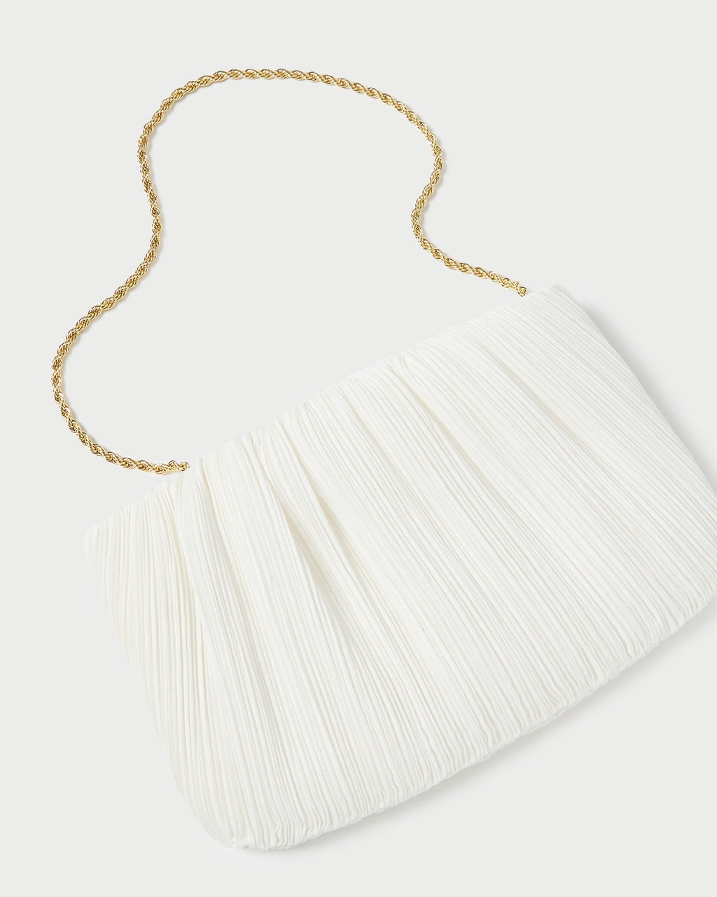 Brit White Flat Pleated Clutch