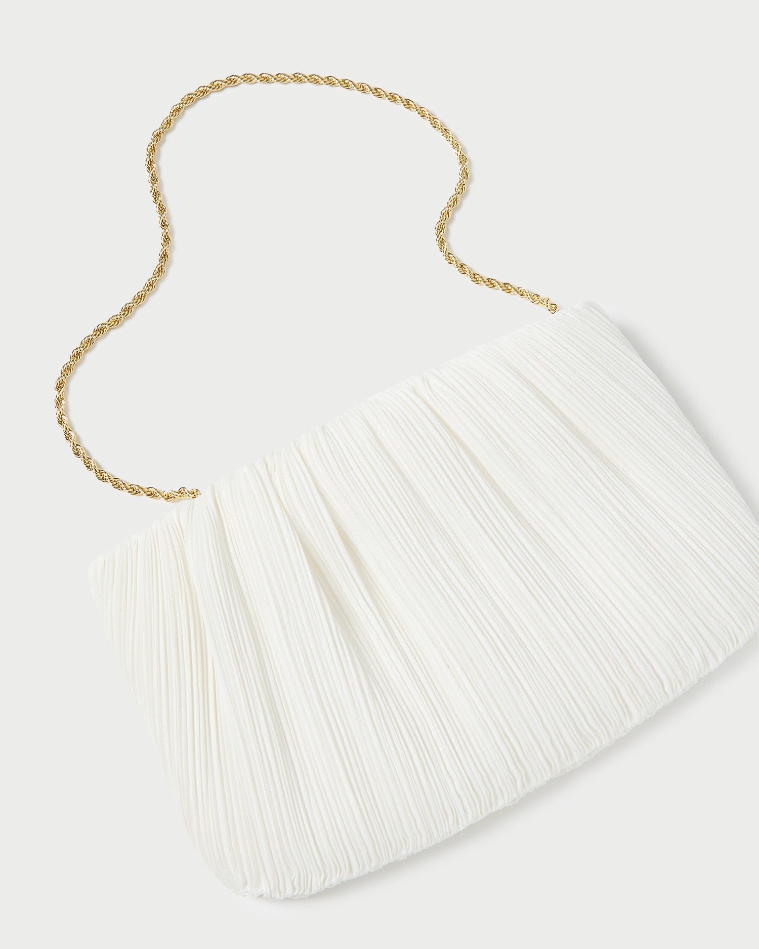 Brit White Flat Pleated Clutch