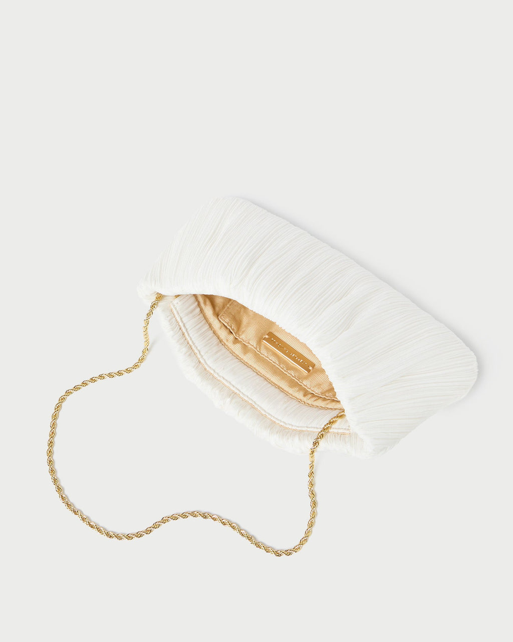 Brit White Flat Pleated Clutch