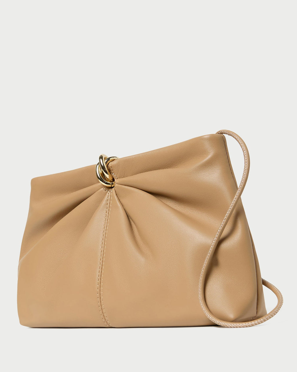 Corrine Khaki Leather Gathered Clutch