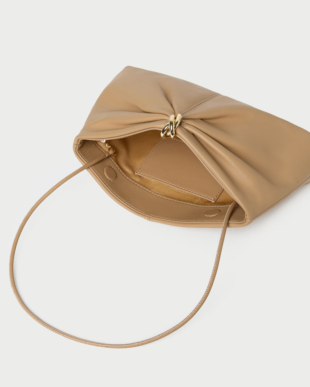 Corrine Khaki Leather Gathered Clutch