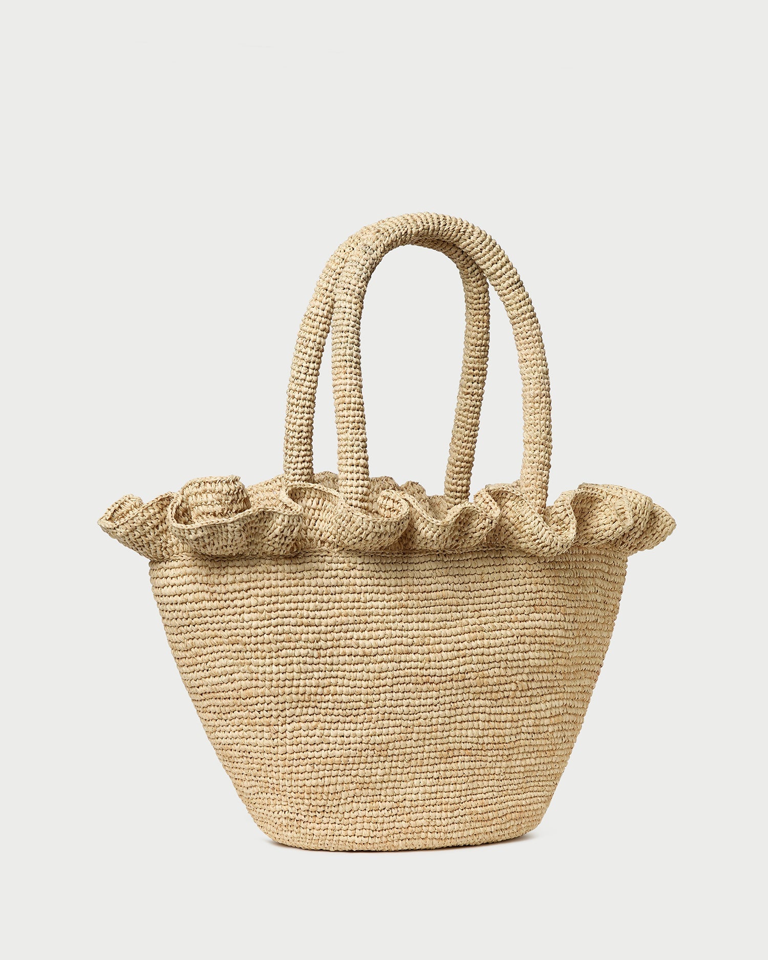 Cyrus Natural Ruffled Woven Tote