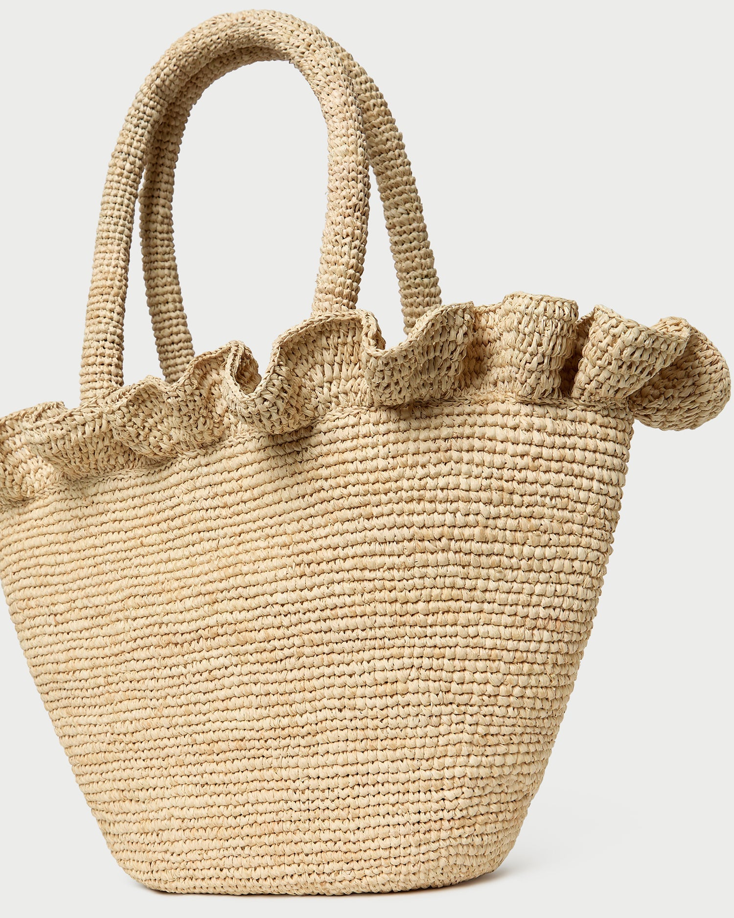 Cyrus Natural Ruffled Woven Tote