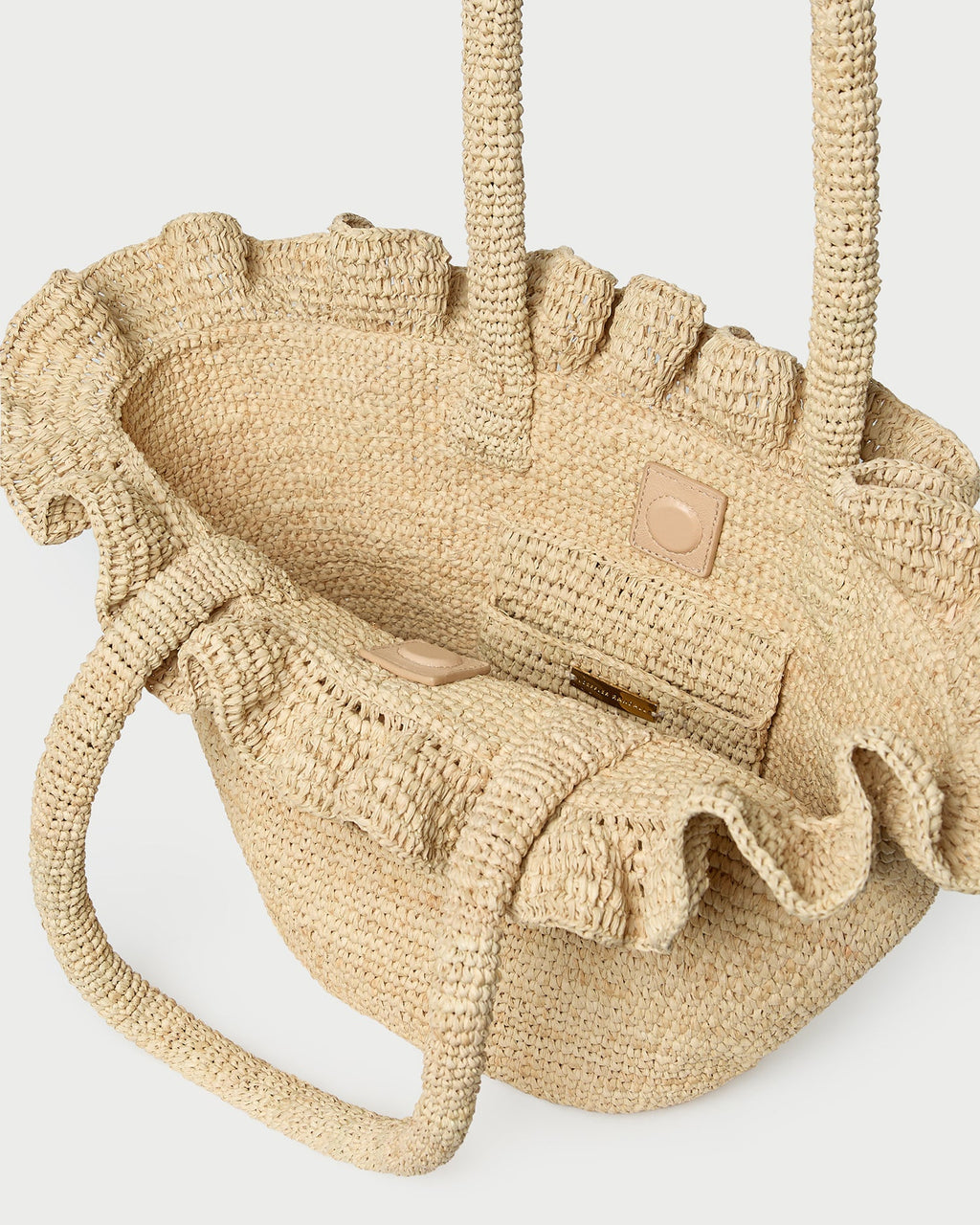 Cyrus Natural Ruffled Woven Tote