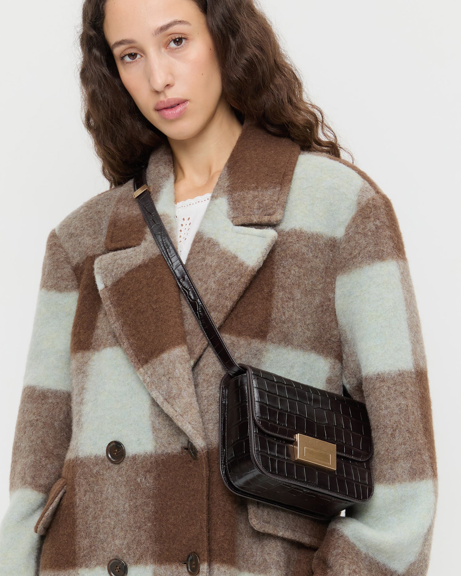 Desi Crocodile Leather Crossbody