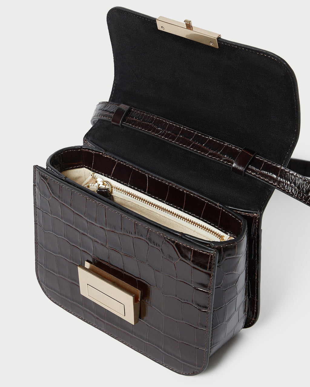 Desi Crocodile Leather Crossbody