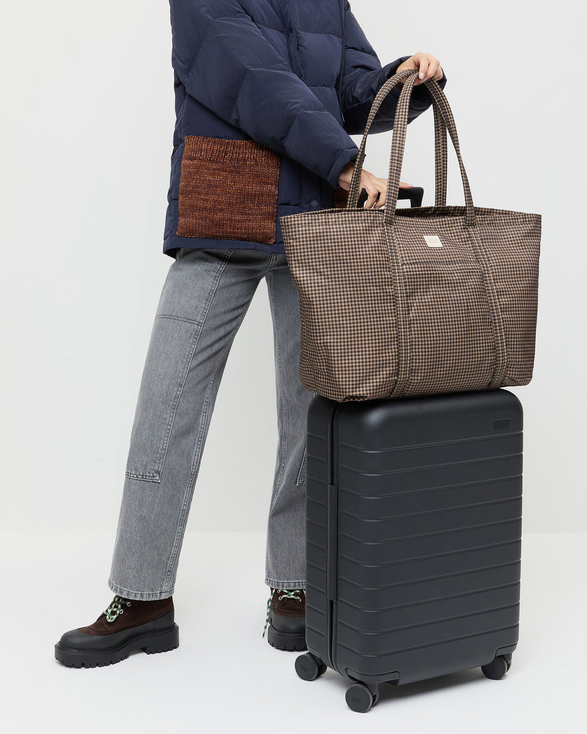 Dina Brown/Black Check Travel Tote