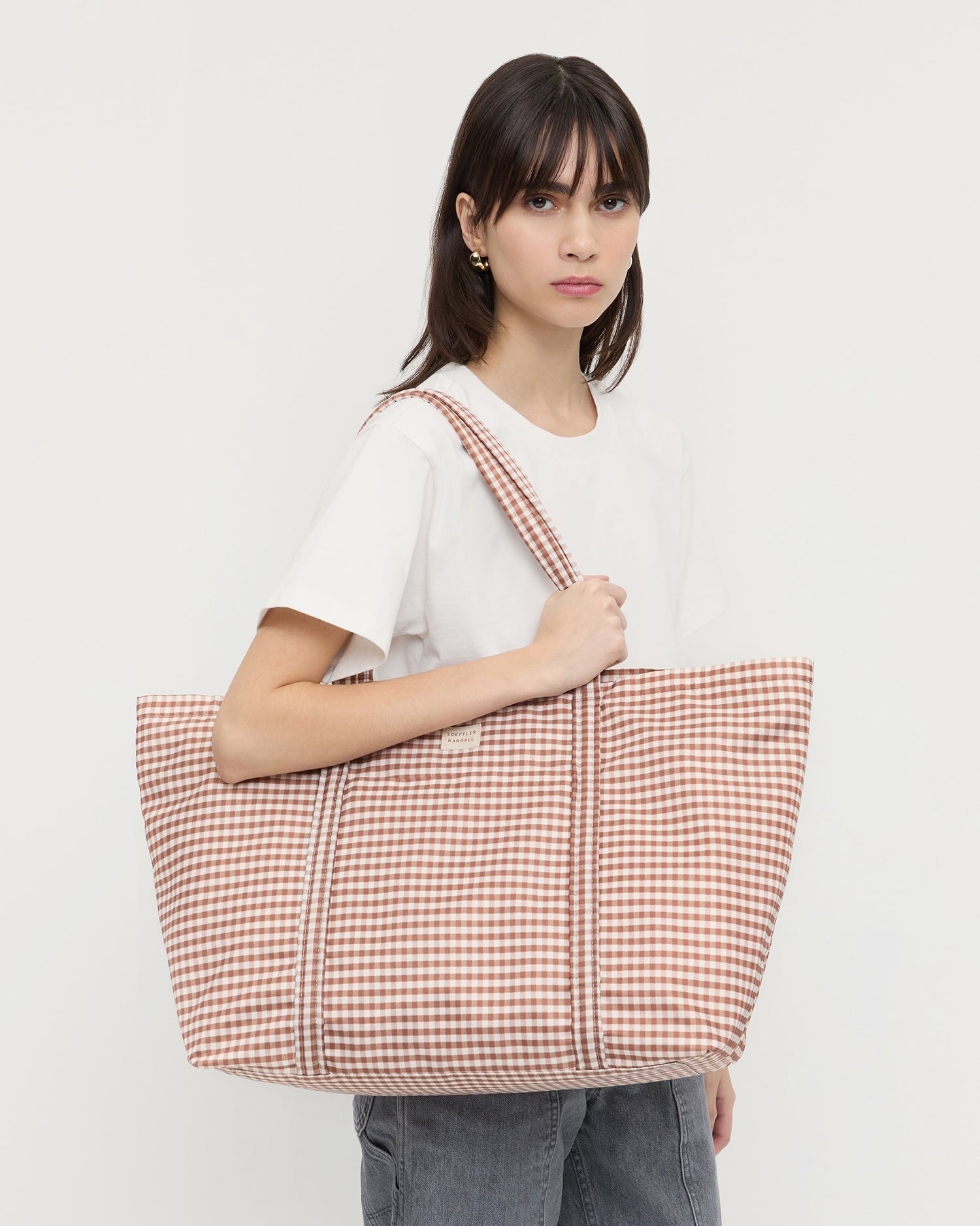 Dina Brown Gingham Travel Tote