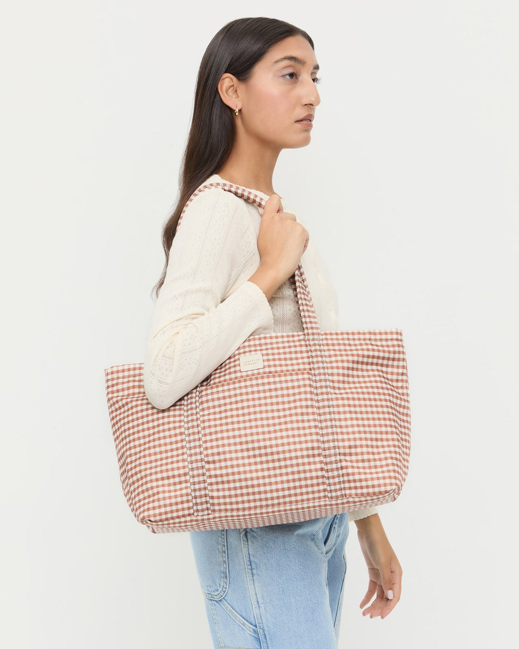 Mira Brown Gingham Everyday Tote