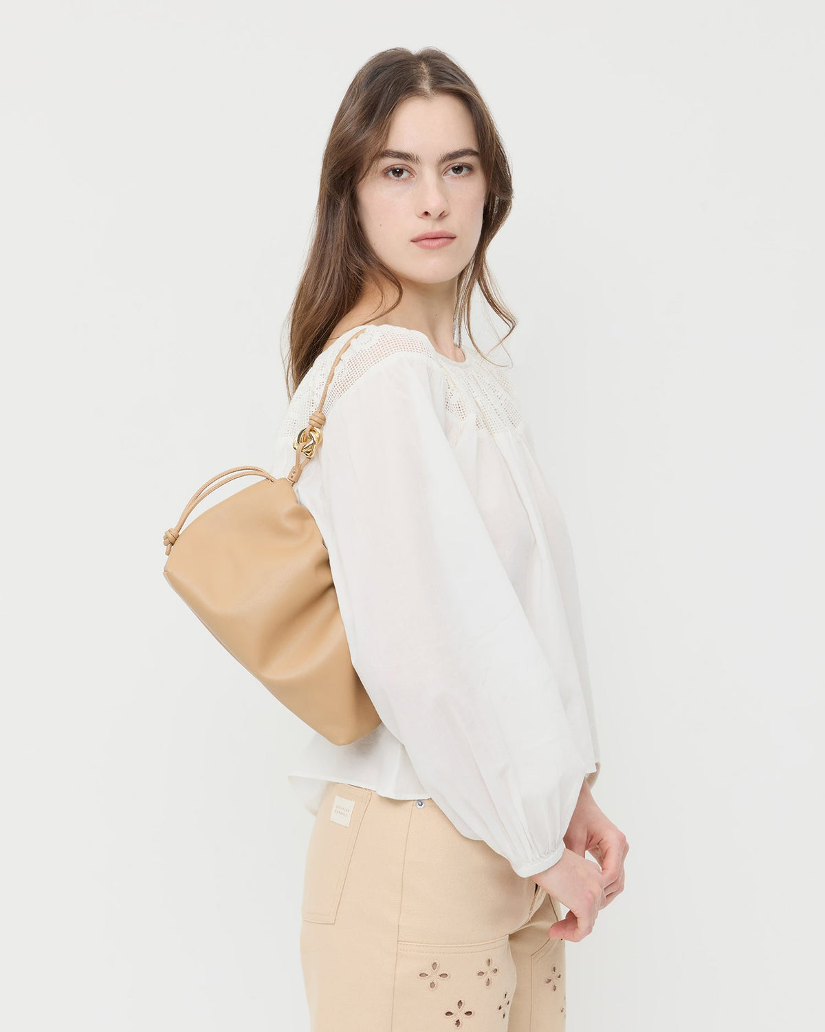 Kiri Khaki Leather Shoulder Bag