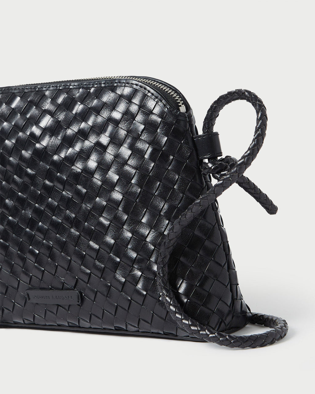 Mallory Black Woven Leather Crossbody
