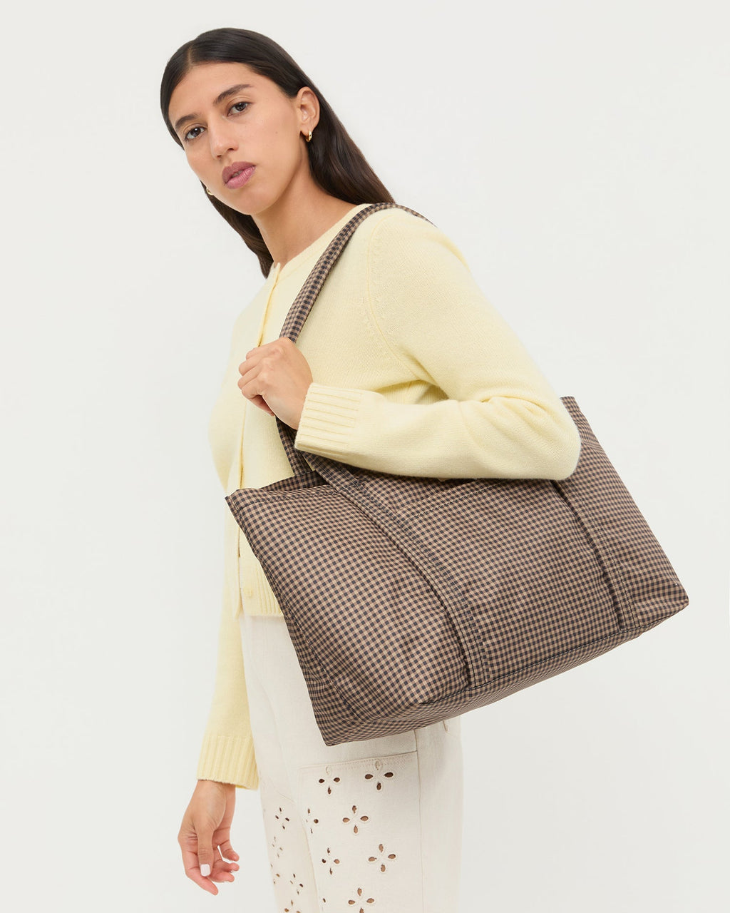 Mira Brown/Black Check Everyday Tote