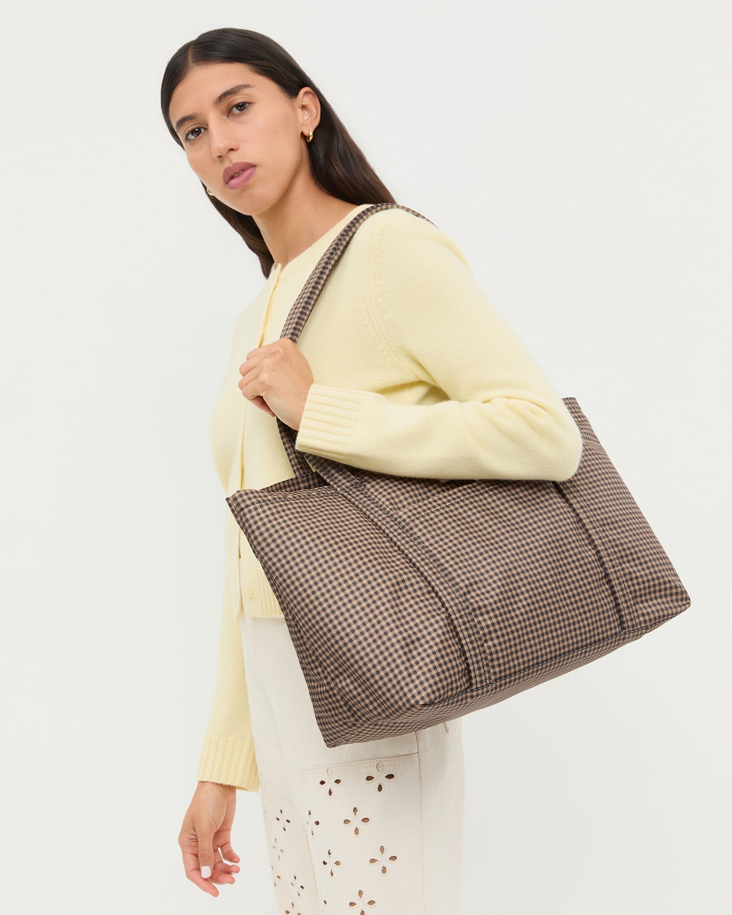 Mira Brown/Black Check Everyday Tote