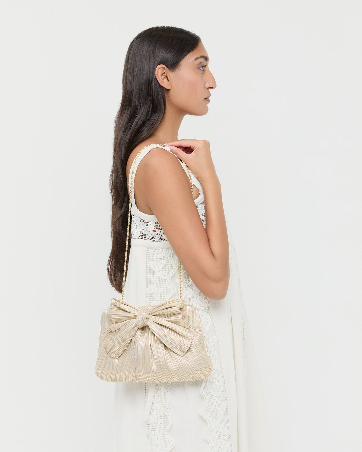 Rayne Platinum Bow Clutch