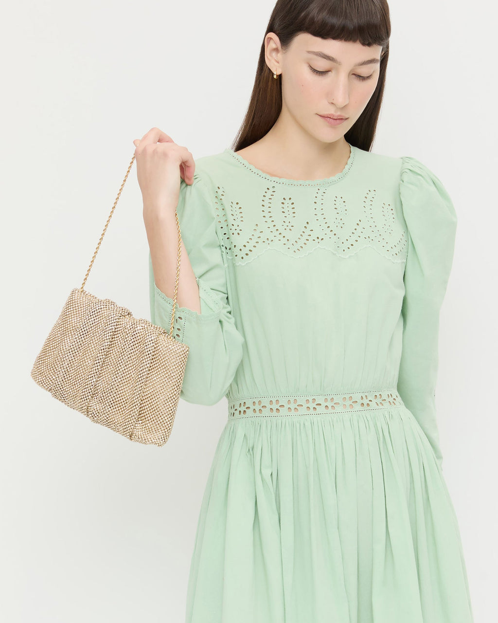 Serena Gold Diamanté Gathered Clutch