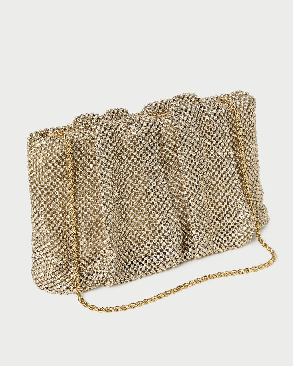 Serena Gold Diamanté Gathered Clutch