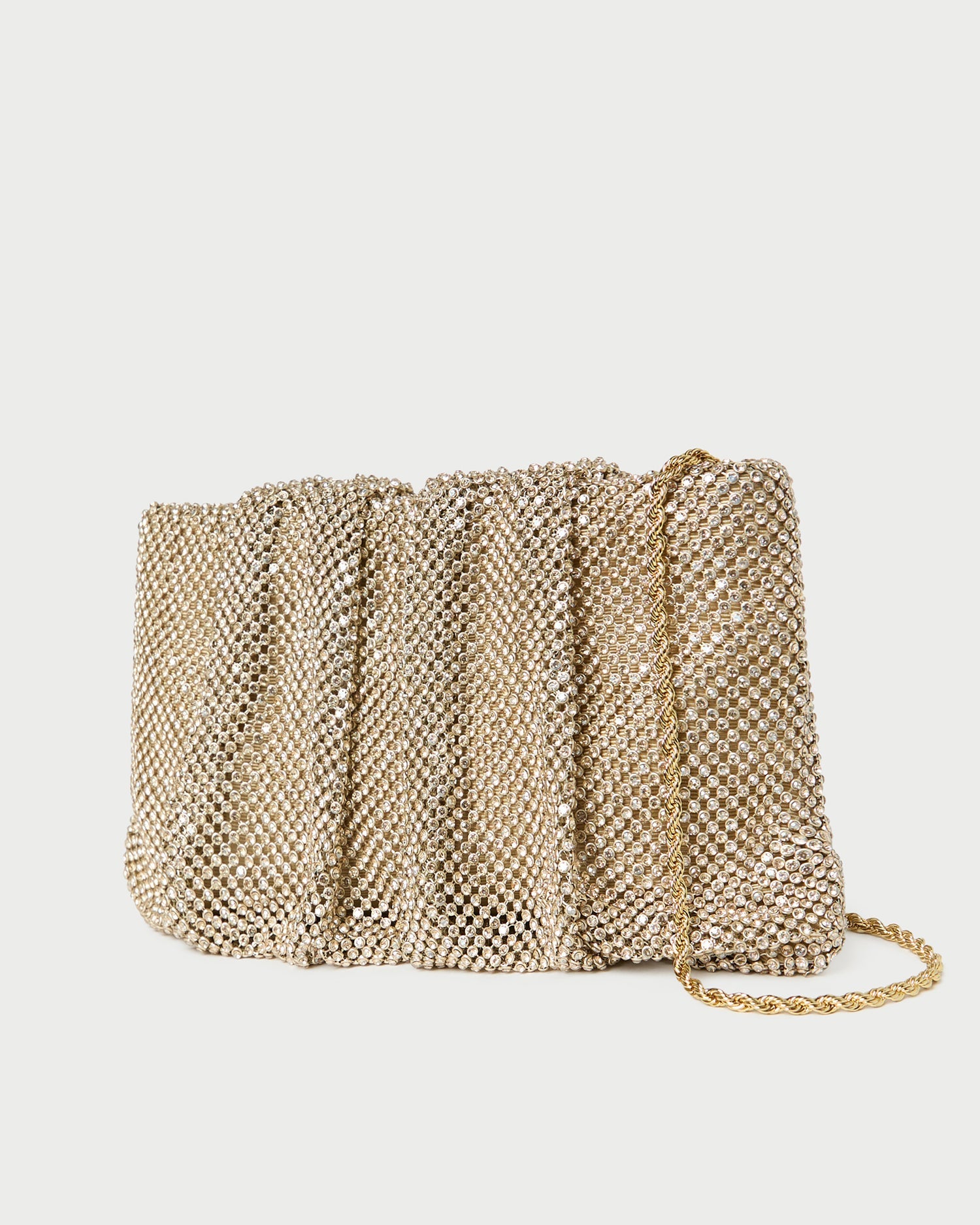 Serena Gold Diamanté Gathered Clutch